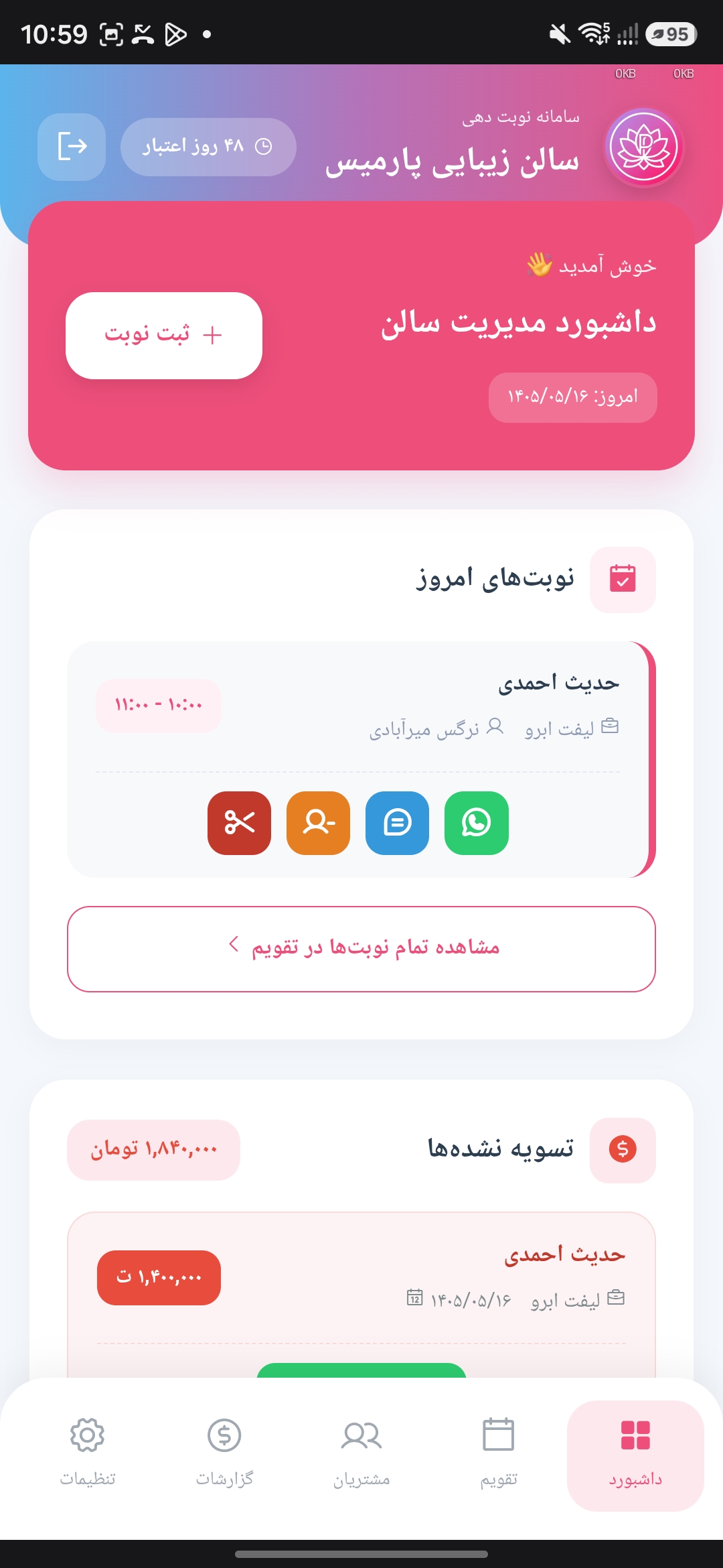 داشبورد پارمیس